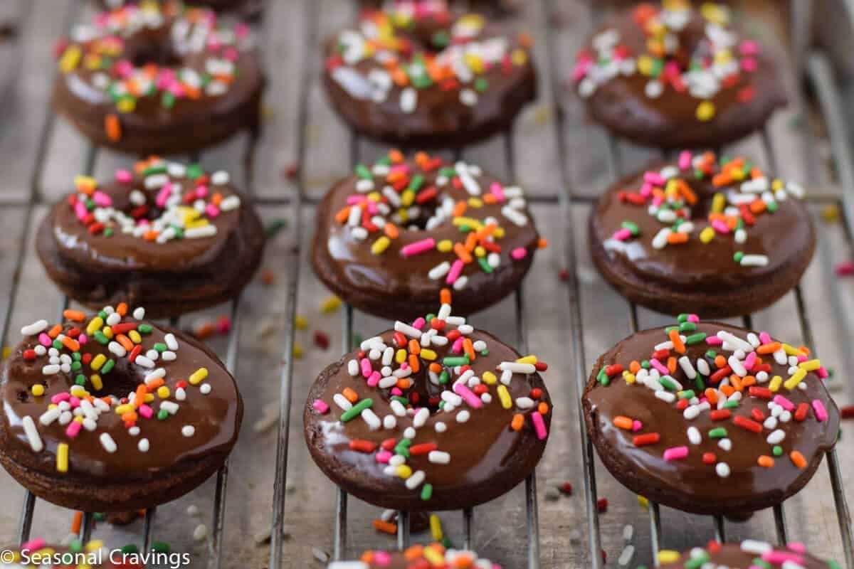 Gluten Free Chocolate Donuts With Chocolate Glaze. 
