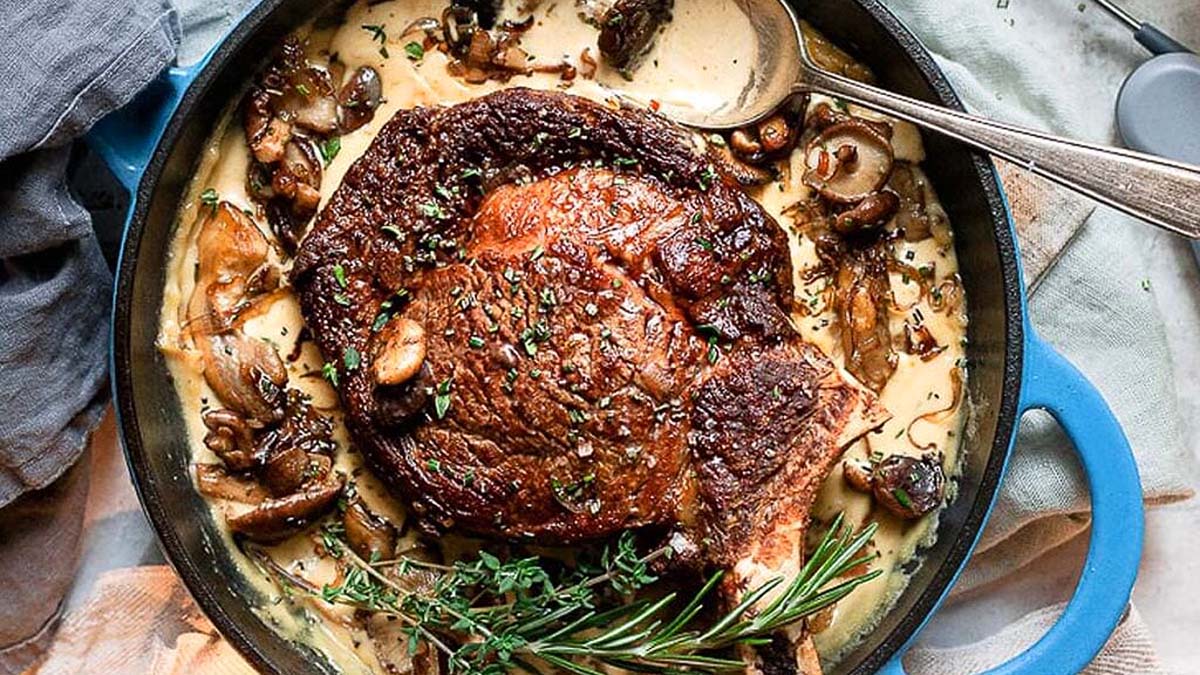 Pan Seared Steak and Mushrooms.