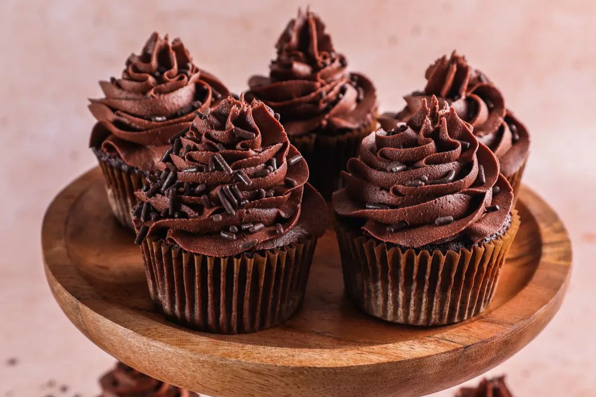 Rich Sourdough Chocolate Cupcakes With Frosting. 