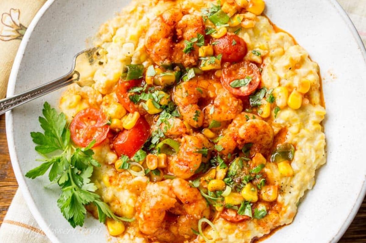 Spicy Shrimp & Fried Corn. 