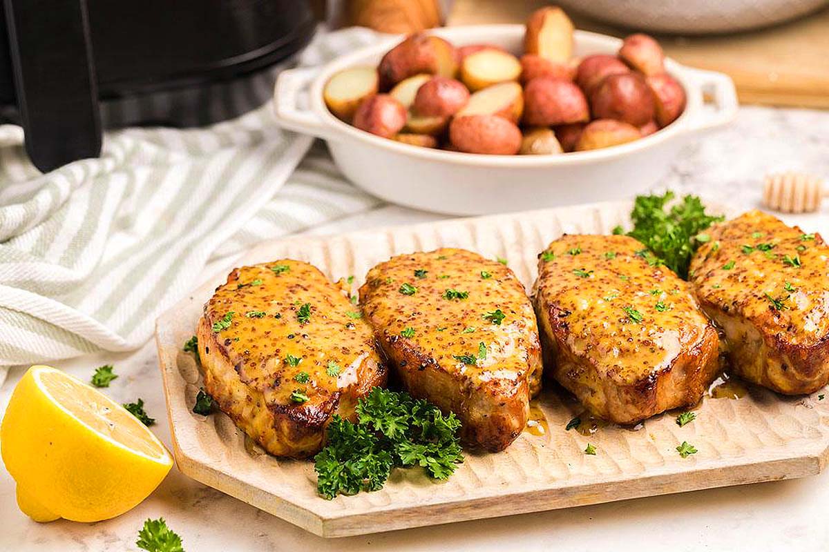 Air Fryer Honey Mustard Pork Chops.