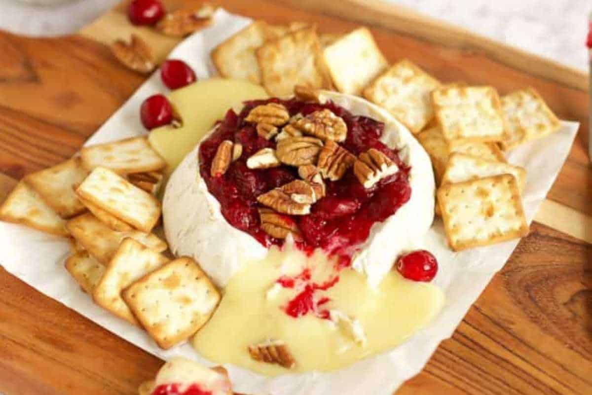 Baked Brie with Cranberry Sauce.