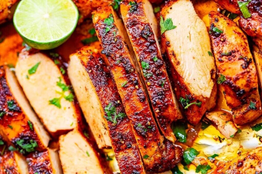 Baked Lime Cilantro Chicken Breasts.