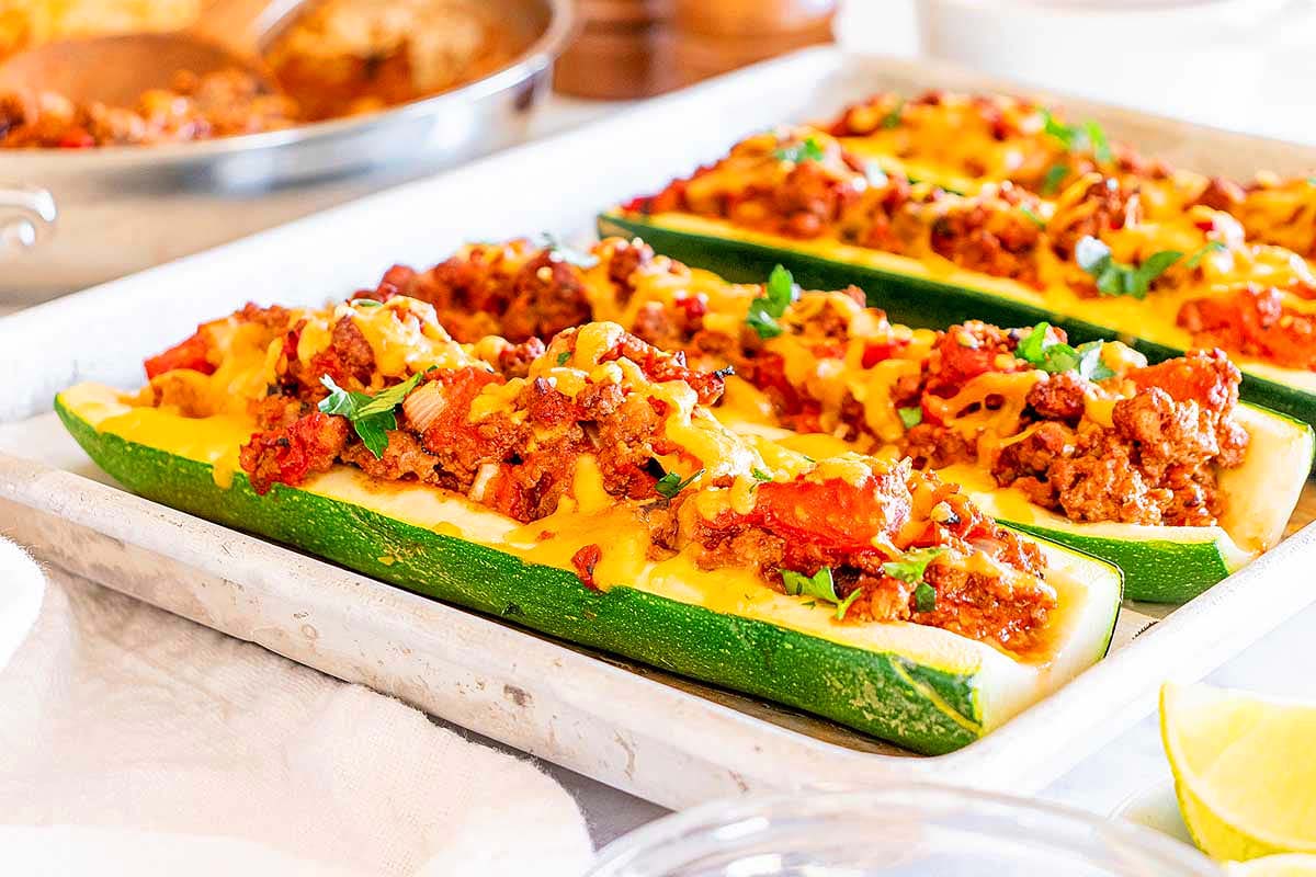 Taco Stuffed Zucchini Boats.