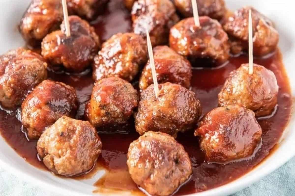 Bourbon Meatballs Appetizer. 