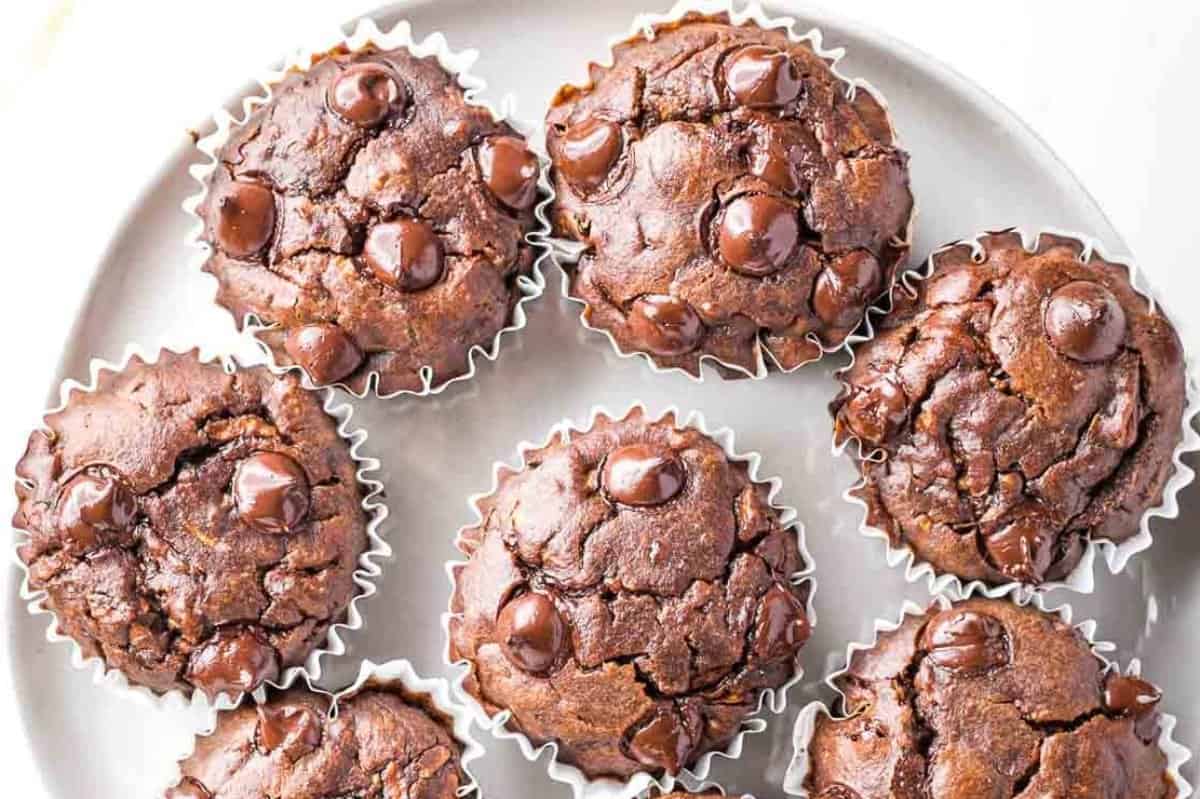 Double Chocolate Zucchini Muffins. 
