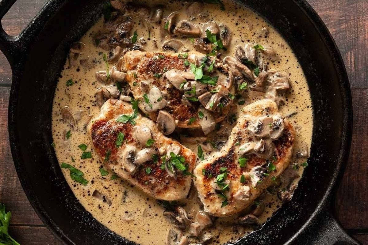 Pork Chops With Mushroom Gravy.