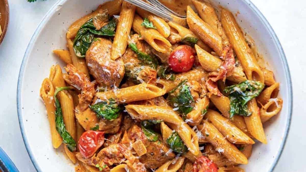 Tuscan Chicken Pasta. 