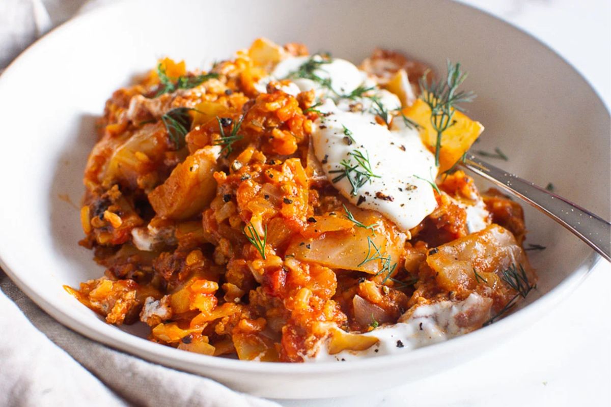 Ukrainian Unstuffed Cabbage Rolls.