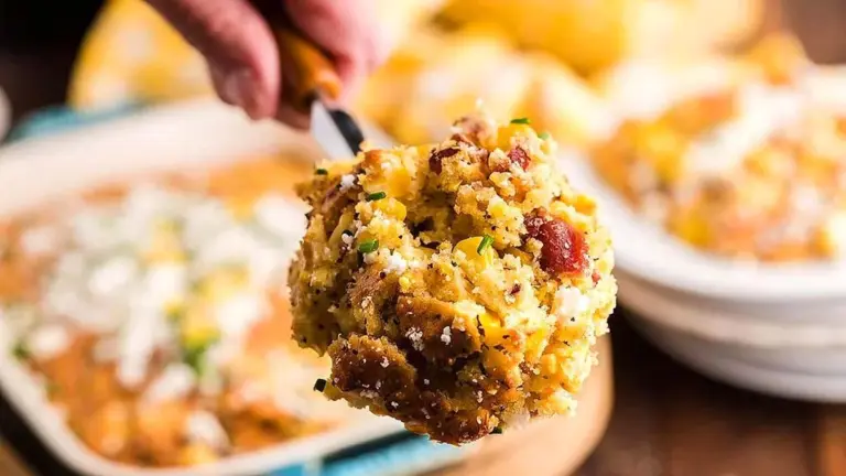 Air Fryer Bacon Loaded Cornbread Casserole.