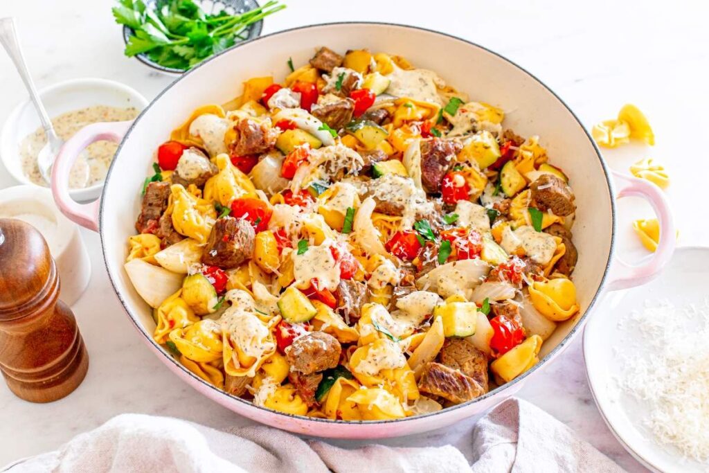 Garlic Parmesan Steak Tortellini.