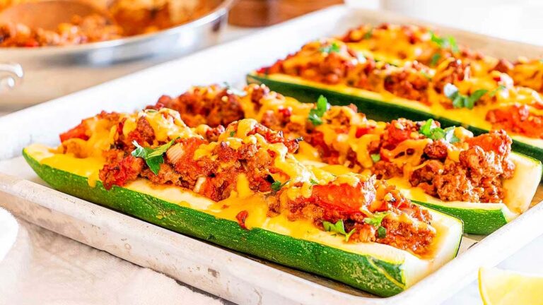 Taco Stuffed Zucchini Boats.