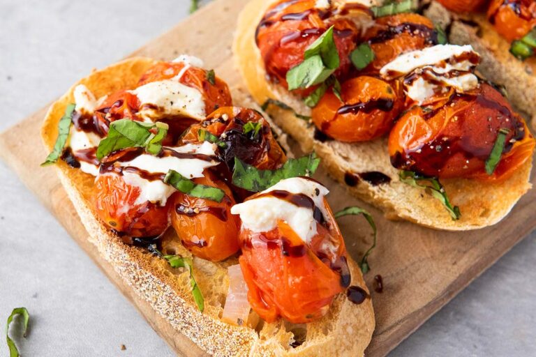 Roasted Tomato Burrata Bruschetta 